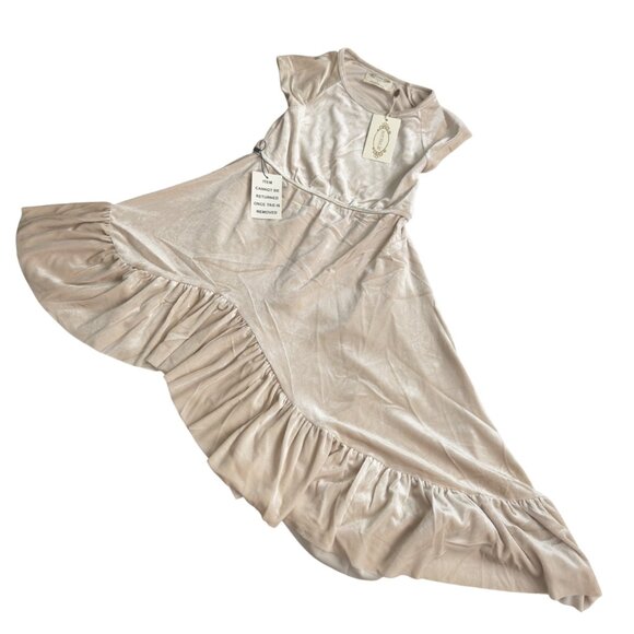 Joyfolie Aleena Girls Ivory Velvet High-Low Dress With Cap Sleeves size 5 new - Picture 6 of 10